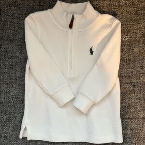 Polo by Ralph Lauren White Kids Quarter-Zip Sweater with Green Pony